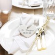 Small Personalised Wedding Heart Hanging Decoration for Napkins