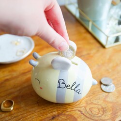 Personalised Ceramic Bee Money Box