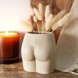 Small Ceramic Speckled Bum Vase, H11cm