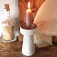 Stamped White and Terracotta Candlestick Holder