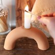 Model Lighting Candle in Terracotta Arch Candlestick Holder