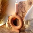 Terracotta Ring Candlestick Holder with Candle