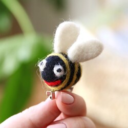 Handmade Felt Bee Brooch