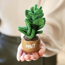 Handmade Felt Potted Mint Standing Decoration