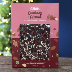 Gnaw Almond & Cranberry 70% Dark Chocolate Super Slab