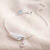 Silver Feather Bracelet with Initil