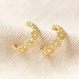 Ladies' Small Crystal Daisy Hoop Earrings in Gold