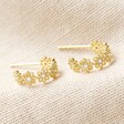 Delicate Crystal Daisy Hoop Earrings in Gold