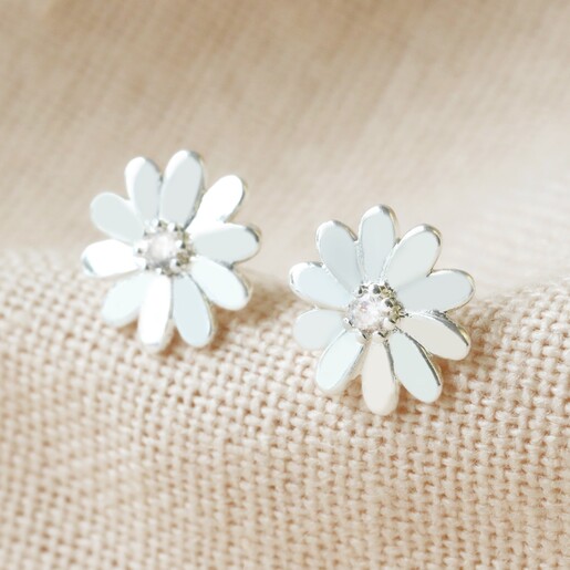 Silver daisy outlet stud earrings