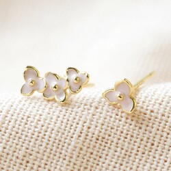 Enamel Ditsy Flower Earrings in Pink and Gold