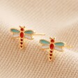 Colourful Enamel Dragonfly Stud Earrings in Gold From Lisa Angel
