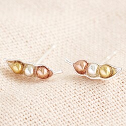 Mixed Metal Three Peas in a Pod Stud Earrings