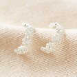 Ladies' Crystal Daisy Hoop Earrings in Silver