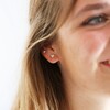 Enamel Forget Me Not Flower Earrings in Blue and Silver on Model