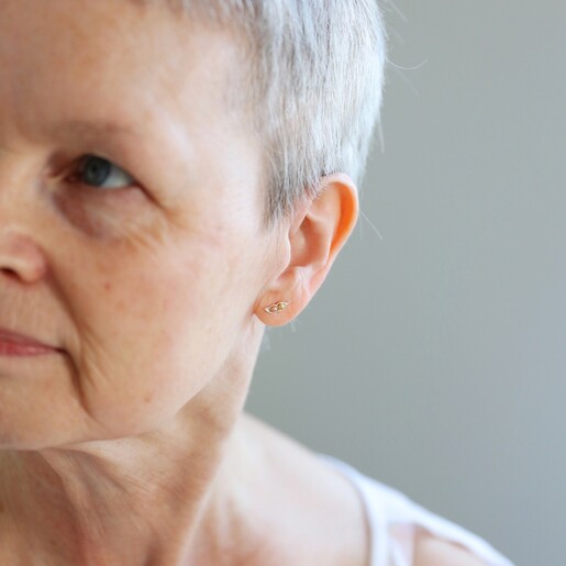 Model Wearing Mixed Metal Two Peas in a Pod Stud Earrings From Lisa Angel