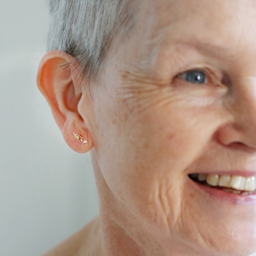 Model Wearing Lisa Angel Mixed Metal Two Peas in a Pod Stud Earrings