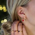 Rainbow Crystal Hoop Earrings in Gold on Curated Ear
