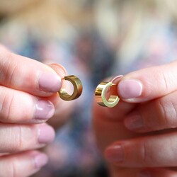 Wide Gold Stainless Steel Huggie Hoop Earrings