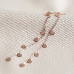 Stainless Steel Heart Drop Earrings in Rose Gold