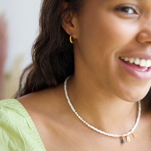 Lisa Angel Model Wearing Stainless Steel Gold Hoop Earrings