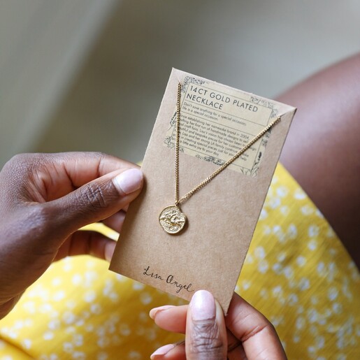 Gold Stainless Steel Virgo Pendant Necklace Packaging