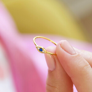 Gold Sterling Silver Crystal Eye Ring
