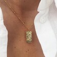 Lisa Angel Ladies' Gold Tarot Card Pendant Necklace on Model