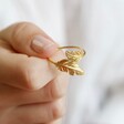 Gold Double Feather Ring with Model