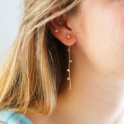 Stainless Steel Starry Drop Earrings in Gold