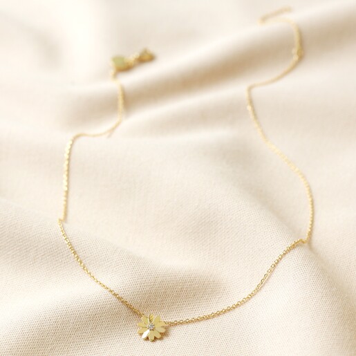 Daisy Charm Necklace in Gold Lisa Angel Jewellery Collection Cute Floral Dainty