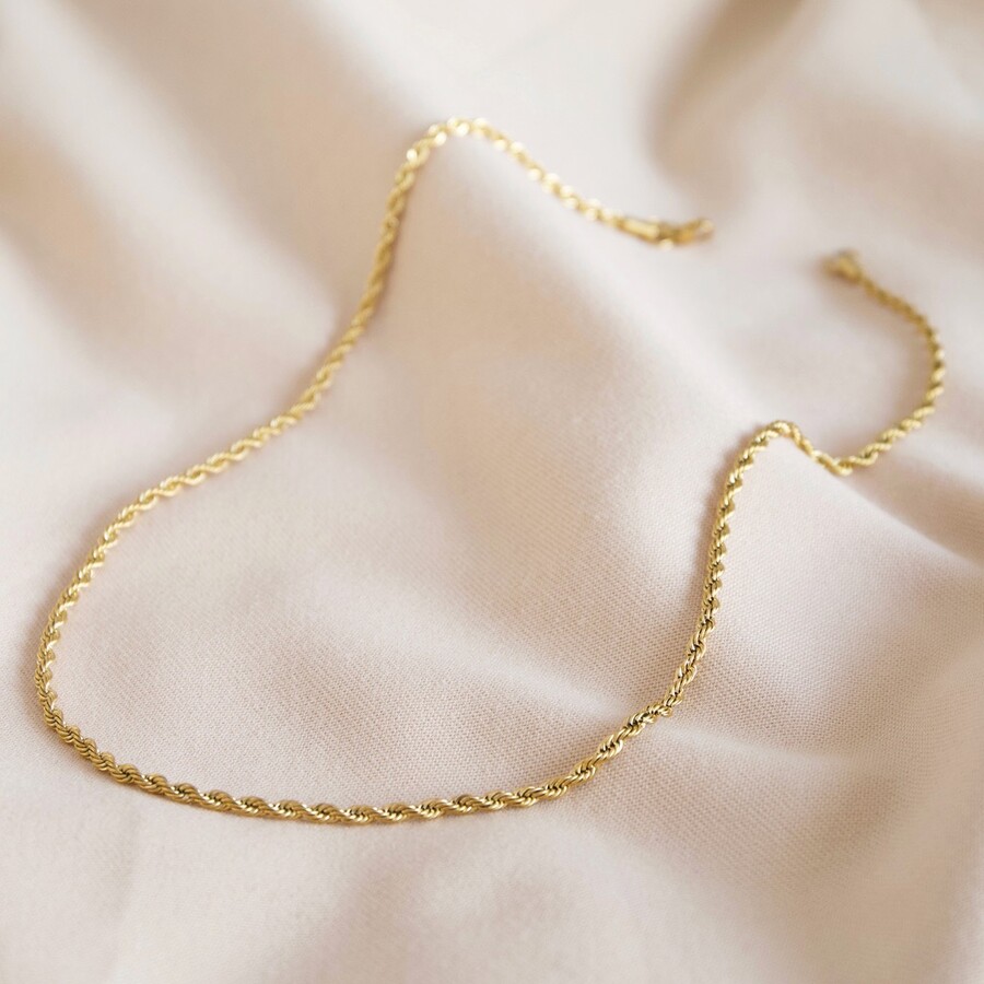 Gold Stainless Steel Rope Chain Necklace | Lisa Angel