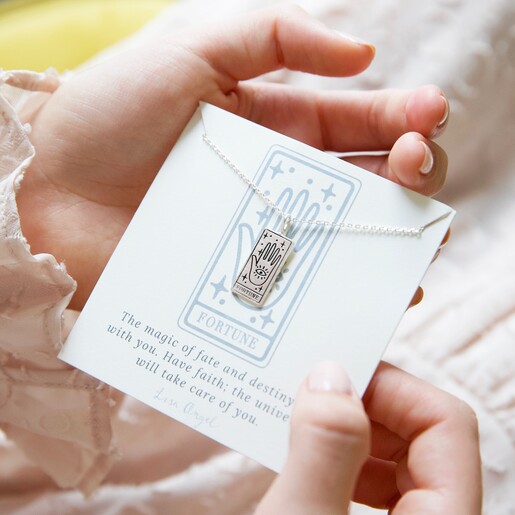 Necklace and Card Lisa Angel Silver 'Fortune' Tarot Card Pendant Necklace