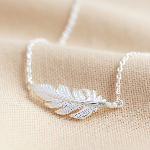 Leaf Feather Pendant Chain 17inch Silver Feather Necklace with Zircon 925 Silver Angel Wing Pendant Necklace for Women Girl