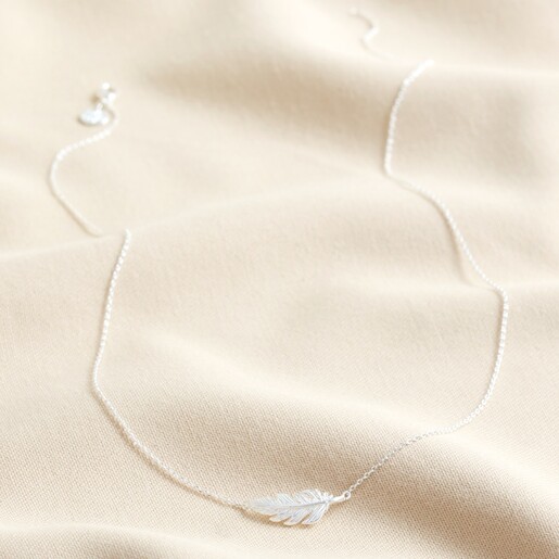 Silver Feather Necklace Full Length