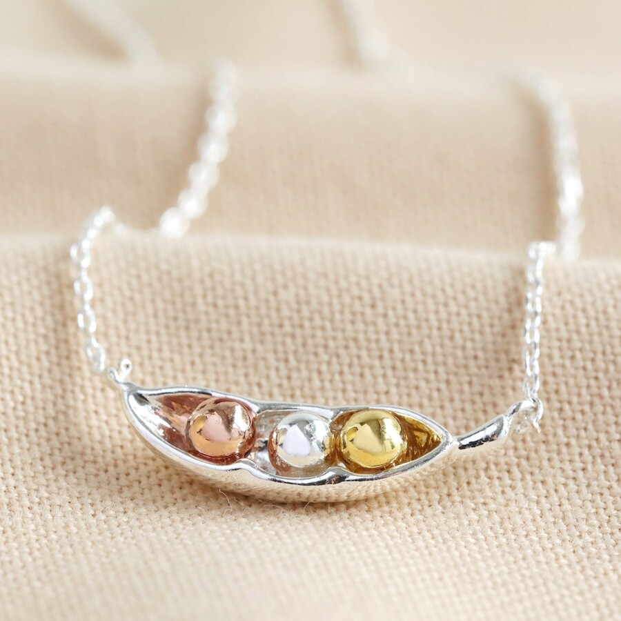 The Vintage Pearl Hand-Sculpted Mini Sweet Peas in a Pod Necklace by T