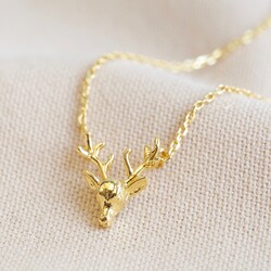 Stag Pendant Necklace in Gold