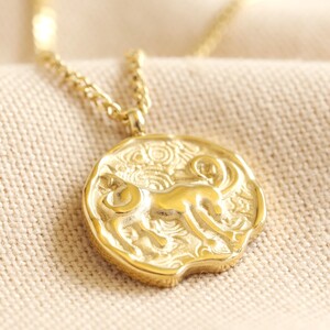 Gold Stainless Steel Capricorn Pendant Necklace