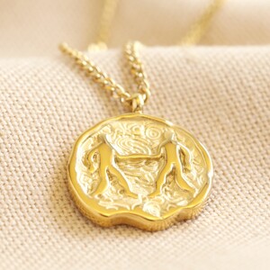 Gold Stainless Steel Gemini Pendant Necklace