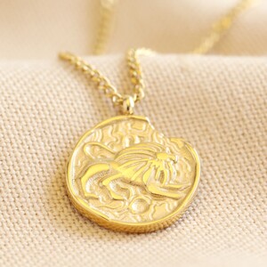 Gold Stainless Steel Leo Pendant Necklace