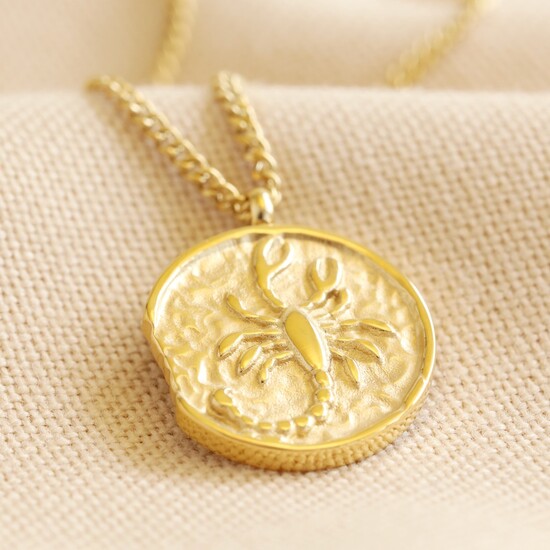 Gold Stainless Steel Scorpio Zodiac Pendant Necklace