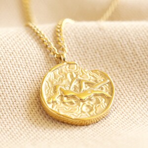 Gold Stainless Steel Virgo Pendant Necklace