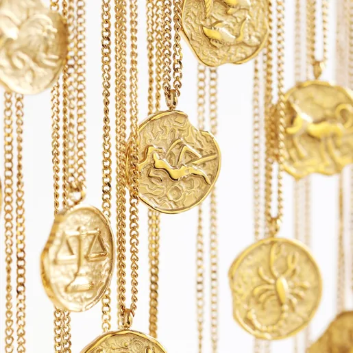 Lisa Angel Ladies' Gold Stainless Steel Zodiac Pendant Necklace