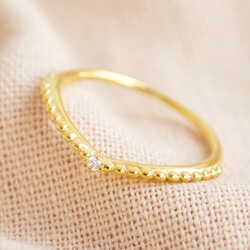 Gold Sterling Silver Crystal Chevron Ring