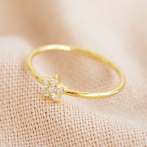 Gold Sterling Silver Crystal Star Ring