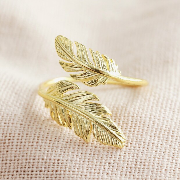 Gold Double Feather Ring | Jewellery | Lisa Angel