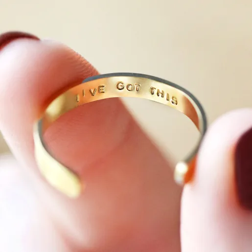 Model Holds Personalised Thick Adjustable Stainless Steel Ring