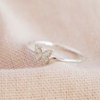 Ladies' Delicate Sterling Silver Crystal Butterfly Ring