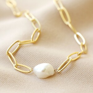 Gold Cable Chain and Pearl Necklace