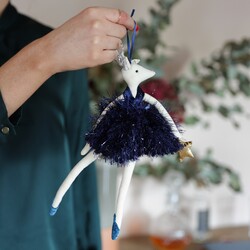 Navy Dancing Reindeer Doll Hanging Decoration