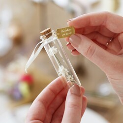 Personalised Dried Flower Glass Bottle with Charm